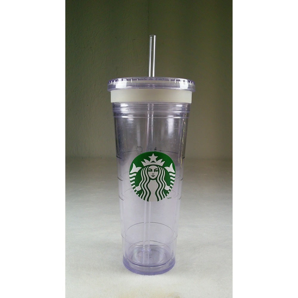 Starbucks 24oz‎ Venti Clear Plastic Reusable Cold Cup Tumbler with Straw 2011